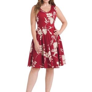 Eva Rose burgundy floral dress 1x Chic Red Floral Midi Dress